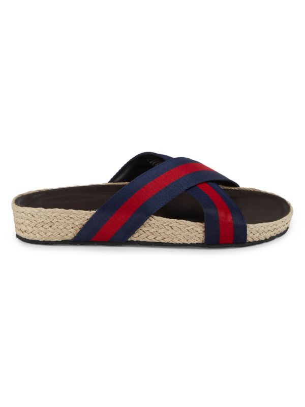 Saks Fifth Avenue Frazer Striped Crossover Jute Sandals